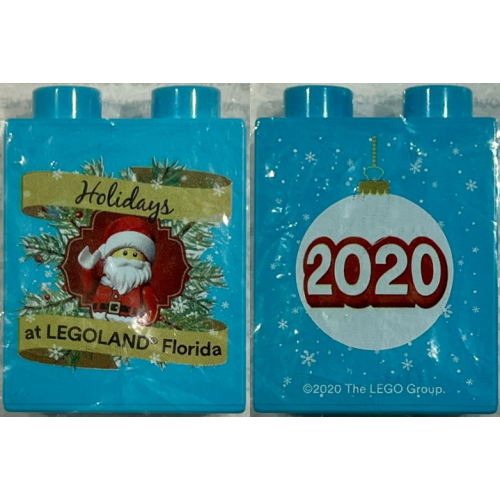 Деталь LEGO 4066pb857 Duplo, Brick 1 x 2 x 2 with Holidays at LEGOLAND Florida 2020, Santa Claus Minifigure Pattern
