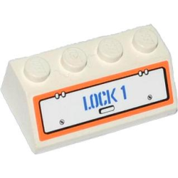 Slope 45 2 x 4 with Hatch and 'LOCK 1' Pattern (Sticker) - Set 60015