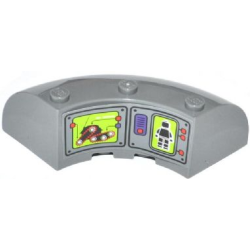 Brick, Round Corner 6 x 6 x 2 with Garmatron and Minifigure on Screens Pattern (Sticker) - Set 70504 Brick, Round Corner 6 x 6 x 2 with Garmatron and Minifigure on Screens Pattern (Sticker) - Set 70504