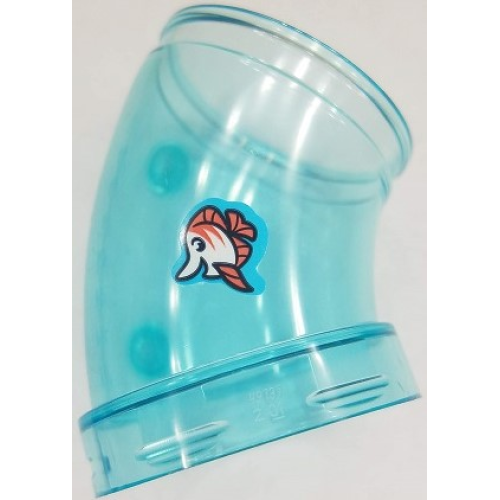 Деталь LEGO 49737pb03 Cylinder Tube, Curved 45 degrees with Fish with Coral Fins Pattern (Sticker) - Set 41430