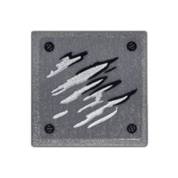 Road Sign 2 x 2 Square with Open O Clip with Black and Silver Scratches and Screw Heads Pattern 1 (Sticker) - Set 76050 Road Sign 2 x 2 Square with Open O Clip with Black and Silver Scratches and Screw Heads Pattern 1 (Sticker) - Set 76050