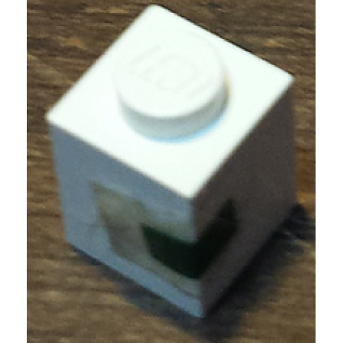 Деталь LEGO 3005pb021 Brick 1 x 1 with Green Rectangle Pattern (Sticker) - Set 1650-1