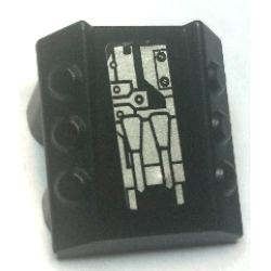 Brick, Modified 2 x 2 No Studs, Sloped with 6 Side Pistons Raised with Silver Armor Plates, Rivets, and Nozzles Pattern (Sticker) - Sets 8104 / 8108