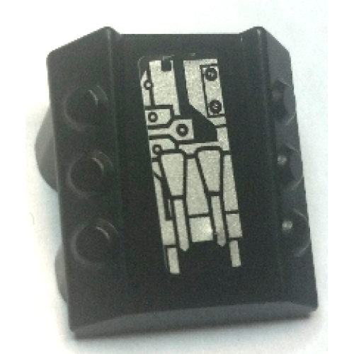 Деталь LEGO 30603pb12 Brick, Modified 2 x 2 No Studs, Sloped with 6 Side Pistons Raised with Silver Armor Plates, Rivets, and Nozzles Pattern (Sticker) - Sets 8104 / 8108