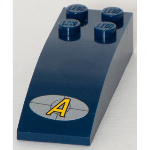 Деталь LEGO 44126pb034 Slope, Curved 6 x 2 with Agents Logo, Silver Background Pattern (Sticker) - Set 8634