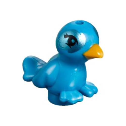 Деталь LEGO 98388pb07 Bird, Friends Style with Bright Light Orange Beak and Metallic Light Blue Feathers Around Black Eyes Pattern (Cleo)