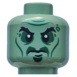 Minifigure, Head Alien with Black Eyebrows, Cheek Lines and Sunken Eyes Pattern