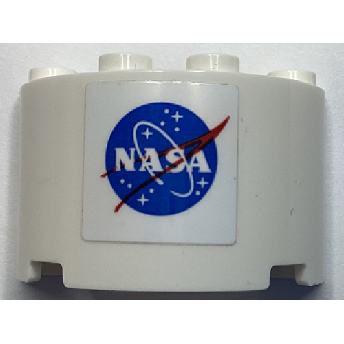 Деталь LEGO 24593pb20 Cylinder Half 2 x 4 x 2 with 1 x 2 Cutout with Blue and Red NASA Logo Pattern (Sticker) - 60351