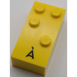 Brick, Braille 2 x 4 with 4 Studs with Black Capital Letter A with Grave (À) (dots-1246 ⠫) (Portuguese) Brick, Braille 2 x 4 with 4 Studs with Black Capital Letter A with Grave (À) (dots-1246 ⠫) (Portuguese)