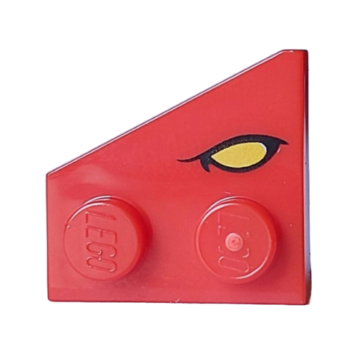 Деталь LEGO 24307pb02 Wedge, Plate 2 x 2 Right with Yellow Eye with Black Eyelid Pattern (Dungeons & Dragons Red Dragon)