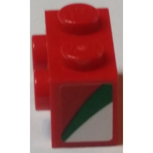 Деталь LEGO 11211pb01L Brick, Modified 1 x 2 with Studs on 1 Side with Red, Green, and White Pattern Model Left Side (Sticker) - Set 75908