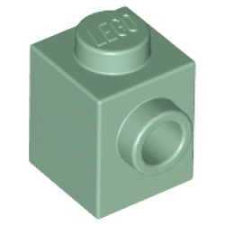 Brick, Modified 1 x 1 with Stud on Side - Sand Green Brick, Modified 1 x 1 with Stud on Side - Sand Green