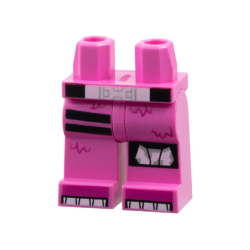 Hips and Legs with Black Belt, Straps and Kneepad Left, White Buckle, Dark Pink Fur and Toes Pattern