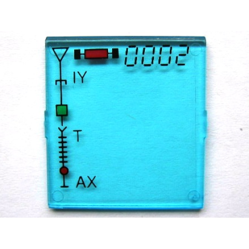 Деталь LEGO 4448pb04 Glass for Window 4 x 4 x 3 Roof with '0002 IY - T - AX' Pattern (Sticker) - Set 6339