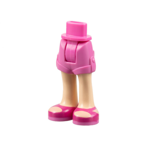 Деталь LEGO 11202c00pb03 Mini Doll Hips and Shorts Folded Hem with Light Nougat Legs and Magenta Sandals with Dark Pink Soles Pattern - Thick Hinge