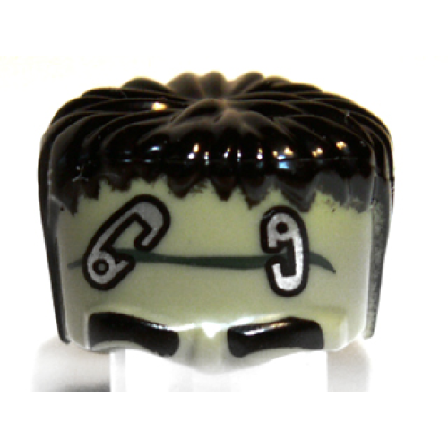 Деталь LEGO 93556pb02 Minifigure, Headgear Head Top, Frankenstein Monster with Black Hair and Safety Pins Pattern