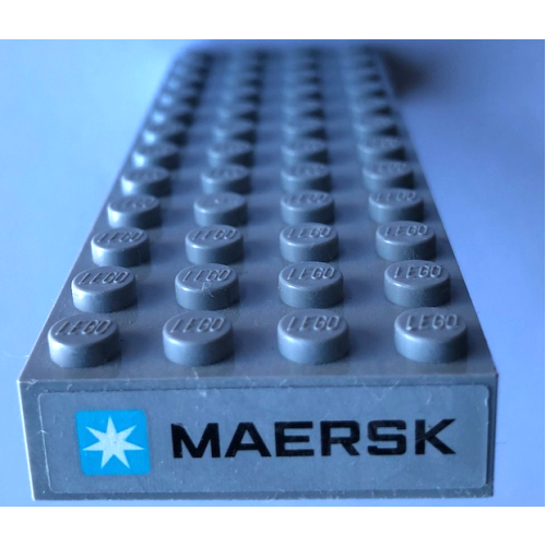 Деталь LEGO 4202pb01 Brick 4 x 12 with Maersk Logo on Light Bluish Gray Background Pattern on Both Ends (Stickers) - Set 10241