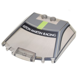 Windscreen 6 x 6 x 1 1/3 Straight Sides with Black Window Frame Outline, Dark Bluish Gray Roof and Lime Stripe, 'ASTON MARTIN RACING' Pattern Windscreen 6 x 6 x 1 1/3 Straight Sides with Black Window Frame Outline, Dark Bluish Gray Roof and Lime Stripe, 'ASTON MARTIN RACING' Pattern