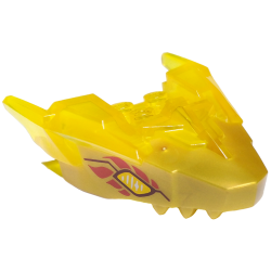 Dragon Head (Ninjago) Jaw Upper with Horns with Molded Pearl Gold Face and Printed Bright Light Orange Eyes and Red Flames Scales Pattern Dragon Head (Ninjago) Jaw Upper with Horns with Molded Pearl Gold Face and Printed Bright Light Orange Eyes and Red Flames Scales Pattern