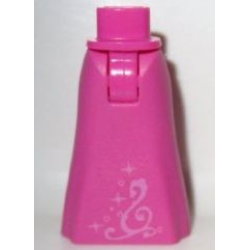 Mini Doll Hips and Skirt Full Length with Swirls and Stars Pattern - Thick Hinge