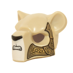 Minifigure, Headgear Mask Feline with Black Nose, Bared Teeth and Ornate Gold Armor Plates Pattern Minifigure, Headgear Mask Feline with Black Nose, Bared Teeth and Ornate Gold Armor Plates Pattern