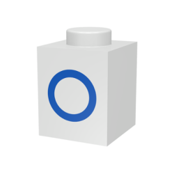 Brick 1 x 1 with Blue Capital Letter O Pattern Brick 1 x 1 with Blue Capital Letter O Pattern
