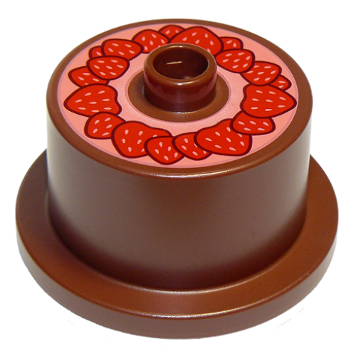 Деталь LEGO 65157pb01 Duplo Cake with Strawberry Topping Pattern