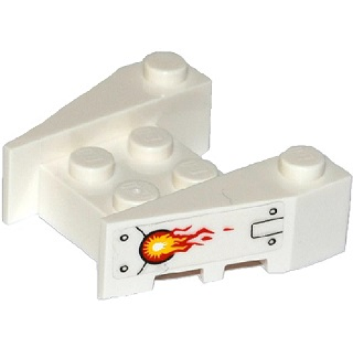 Деталь LEGO 50373pb02 Wedge 3 1/2 x 4 with Stud Notches with Rivets, Black Lines and Flames Pattern on Both Sides (Stickers) - Set 70142