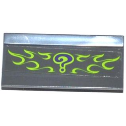 Vehicle, Spoiler / Plow Blade 6 x 3 with Hinge with Dark Purple Question Mark and Lime Flames Pattern (Sticker) - Set 76012 Vehicle, Spoiler / Plow Blade 6 x 3 with Hinge with Dark Purple Question Mark and Lime Flames Pattern (Sticker) - Set 76012