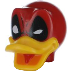 Minifigure, Head, Modified Deadpool Duck Pattern