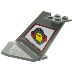 Tail Wedge with Yellow Box, Red Curved Arrows, and Wire Frame Globe on White Background Pattern on Both Sides