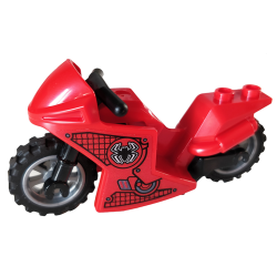 Motorcycle Sport Bike with Black Frame, Flat Silver Wheels and Black Handlebars with Spider-Man Logo Pattern on Both Sides (Stickers) - Set 76175 Motorcycle Sport Bike with Black Frame, Flat Silver Wheels and Black Handlebars with Spider-Man Logo Pattern on Both Sides (Stickers) - Set 76175