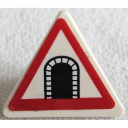 Road Sign 2 x 2 Triangle with Open O Clip with Black Tunnel Pattern (Sticker) - Set 77012