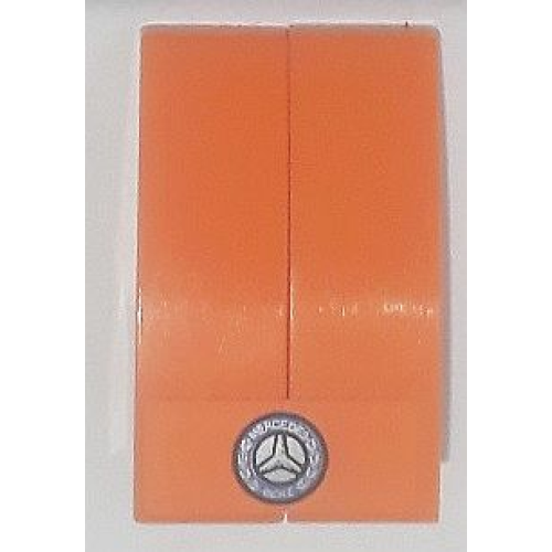 Деталь LEGO BA043pb04 Stickered Assembly 3 x 2 x 1 with Silver Mercedes-Benz Logo Pattern (Sticker) - Set 8110 - 2 Slope Curved 3 x 1