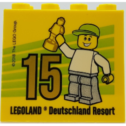 Brick 2 x 4 x 3 with Besuchsmeister 15 Gold 2018 Legoland Deutschland Resort Pattern