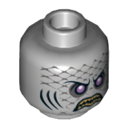 Minifigure, Head Alien with Purple Eyes, Yellow Teeth, Scales and Gills Pattern (Sharx)