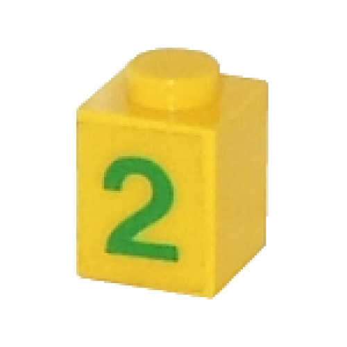 Деталь LEGO 3005pb008 Brick 1 x 1 with Green Number 2 Pattern (Sticker) - Set 7740