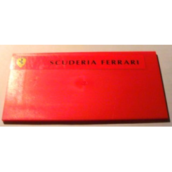 Tile 8 x 16 with Bottom Tubes on Edges with Ferrari Logo and Black 'SCUDERIA FERRARI' Pattern (Sticker) - Set 8654