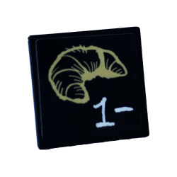 Road Sign 2 x 2 Square with Open O Clip with White '1-' and Tan Croissant Pattern (Sticker) - Set 60233