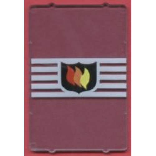 Деталь LEGO 2494pb07 Glass for Window 1 x 4 x 5 with Fire Logo Badge on 5 White Stripes Pattern