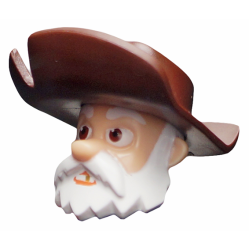 Minifigure, Head, Modified Male with White Beard and Dark Brown Hat Pattern (Stinky Pete)