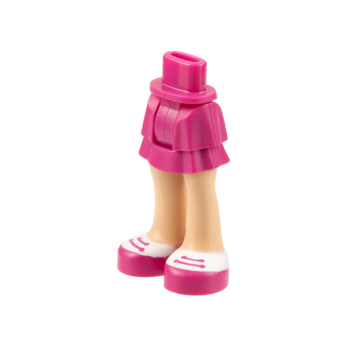 Деталь LEGO 92250c00pb01 Mini Doll Hips and Skirt Layered, Light Nougat Legs and Magenta Shoes with White Tops and 2 Magenta Laces Pattern - Thick Hinge