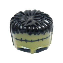 Minifigure, Headgear Head Top, Frankenstein Monster with Black Hair and Small Stitches Pattern Minifigure, Headgear Head Top, Frankenstein Monster with Black Hair and Small Stitches Pattern