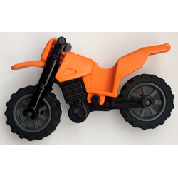 Motorcycle Dirt Bike with Black Chassis (Long Fairing Mounts) and Dark Bluish Gray Wheels Motorcycle Dirt Bike with Black Chassis (Long Fairing Mounts) and Dark Bluish Gray Wheels