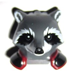 Minifigure, Head, Modified Raccoon with Dark Red and Black Shoulder Pads Pattern (Rocket)