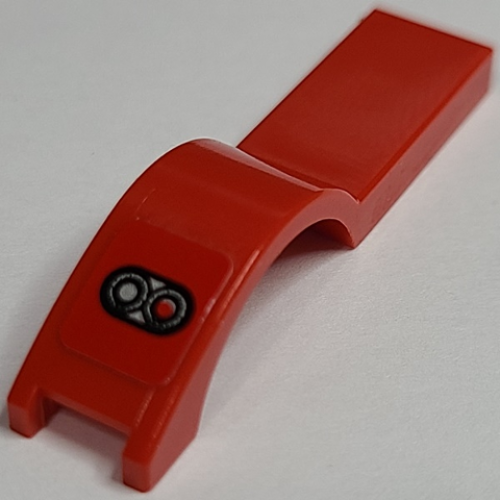 Деталь LEGO 50947pb007L Vehicle, Mudguard 1 x 4 1/2 with Red and White Light Pattern Model Left Side (Sticker) - Set 8124