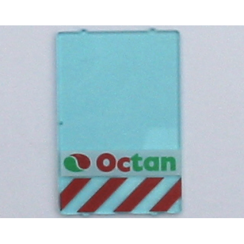 Деталь LEGO 2494px8 Glass for Window 1 x 4 x 5 with Octan Logo and Red Danger Stripes Pattern