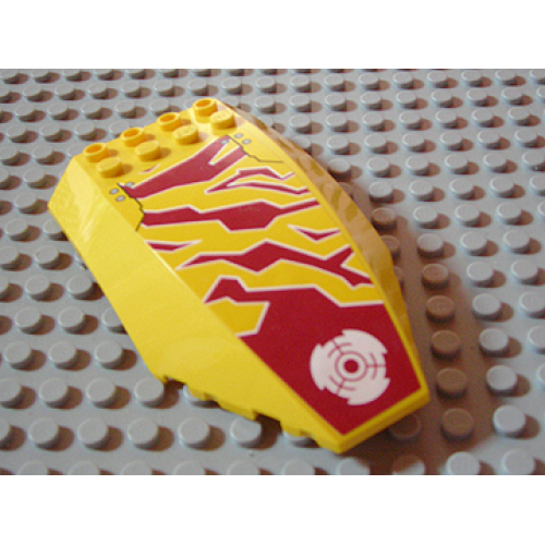 Деталь LEGO 45705pb006 Windscreen 10 x 6 x 2 Curved with Dark Red Camouflage and White Target Pattern (Sticker) - Set 8113