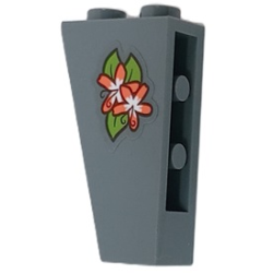 Slope, Inverted 75 2 x 1 x 3 with Coral and White Flowers and Lime Leaves Pattern (Sticker) - Set 41432