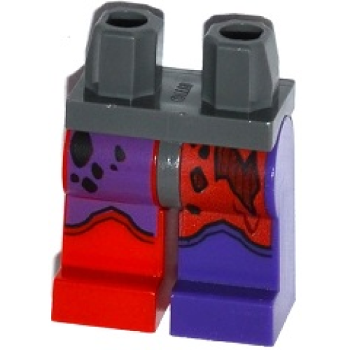 Деталь LEGO 970d30pb01 Hips and 1 Dark Purple Left Leg, 1 Red Right Leg with Tattered Red and Dark Purple Leggings and Boots Pattern